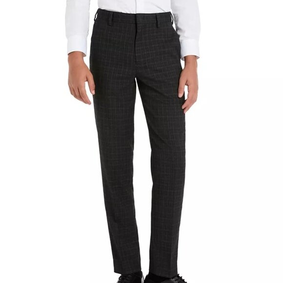 B by Brooks Brothers Big Boys Charcoal Classic Dress Pants Size 18R Stretch - Picture 1 of 4